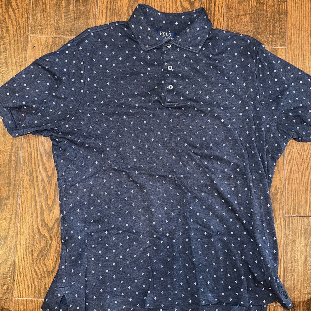 Polo Ralph Lauren Polo Men’s Short sleeve cotton blue gray pattern print medium